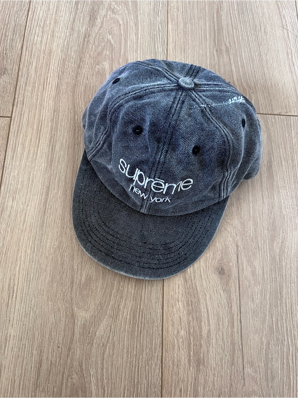 Supreme Washed Black/New York Embroidered Cap
